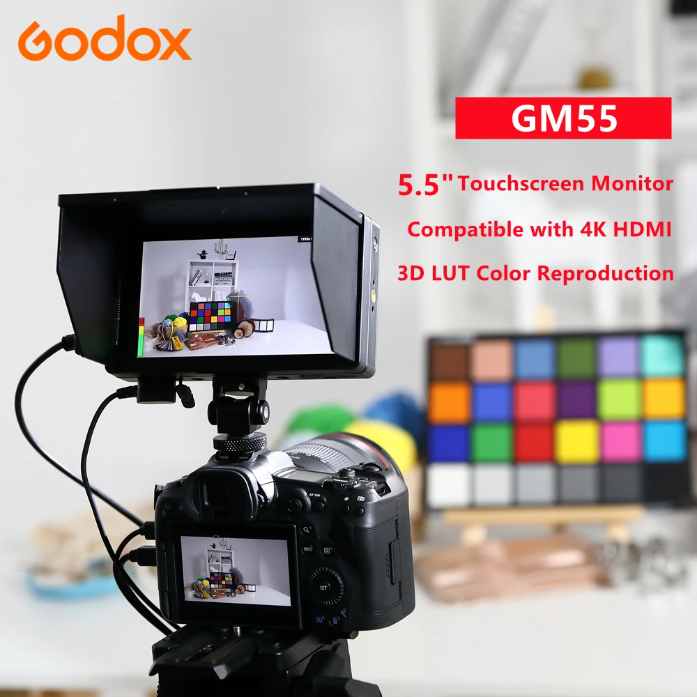 Монитор Godox GM55 5 дюйма 4K для камеры DSLR 3D LUT IPS сенсорный экран FHD 1920x1080 видеомонитор