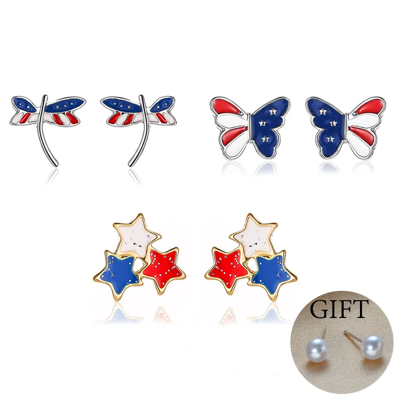 Новые модные масляные серьги гвоздики в виде стрекозы бабочки звезды