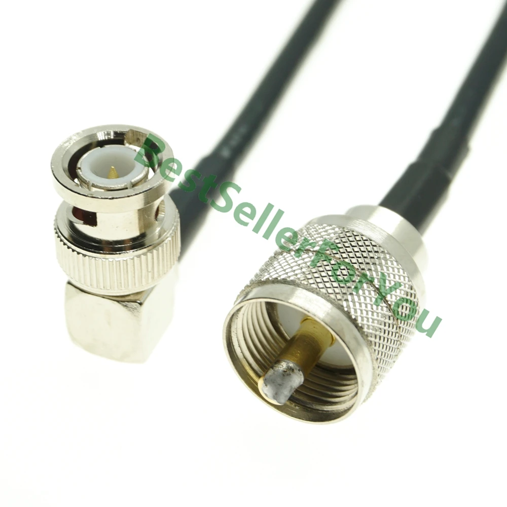 UHF MALE PL-259 PL259 Plug To BNC Male Right Angle Jumper Pigtail Coax RG58 Cable 15/30/50/100cm | Обустройство дома