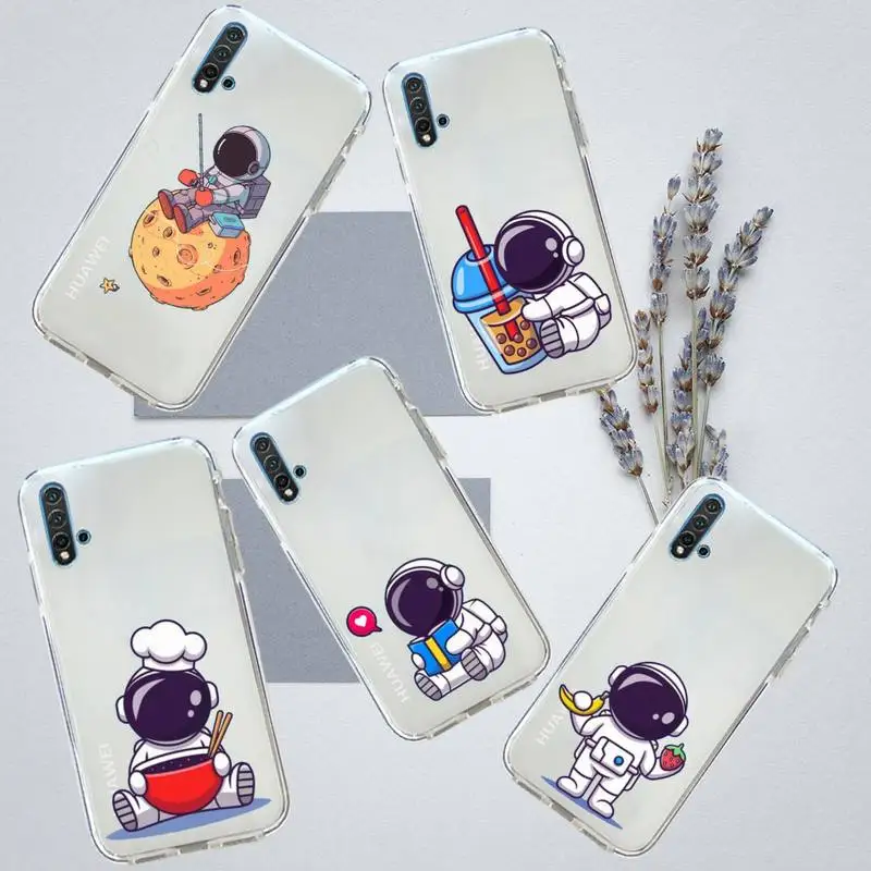 

Cute cartoon astronaut Phone Case Transparent for Huawei honor P mate 40 20 30 10 50 i 9 x mate pro lite 8a