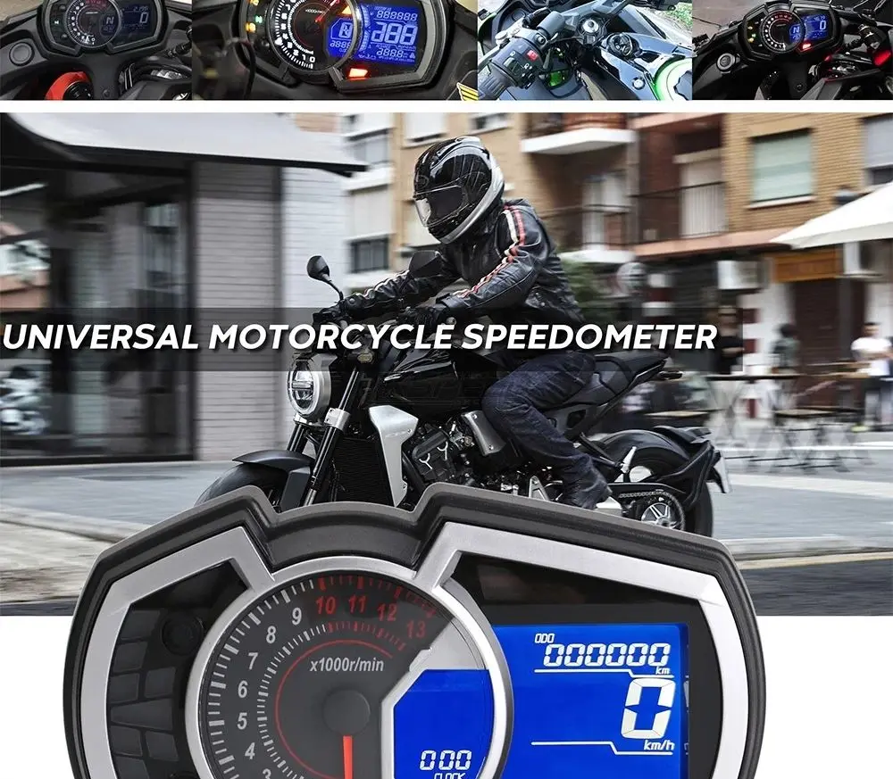 

Motorcycle Odometer Speed Fuel Gauge for 13000RPM DIY Universal 1 2 4 Cylinder LCD Motorcycle Instrument Speedometer 199km/h