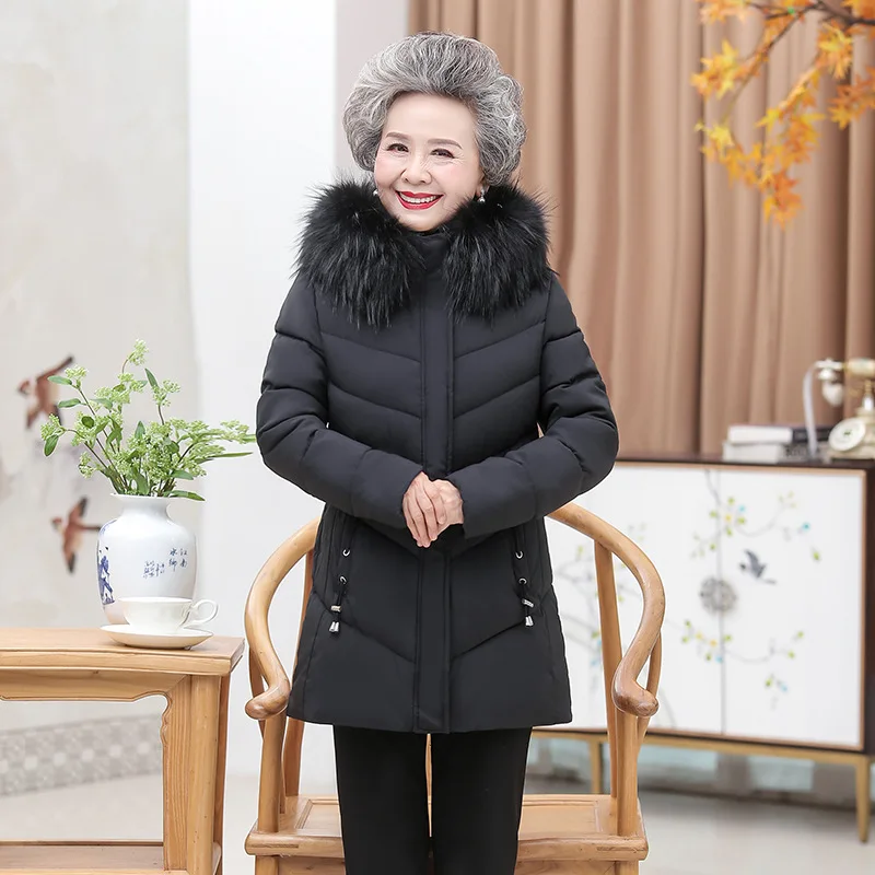 

Grandma Winter Clothing Padded down Jacket Winter Mid-Length Cotton-Padded Jacket