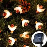 dc1 2v solar led string lights little bee animal shape garden christmas lantern outdoor waterproof garden decoration
