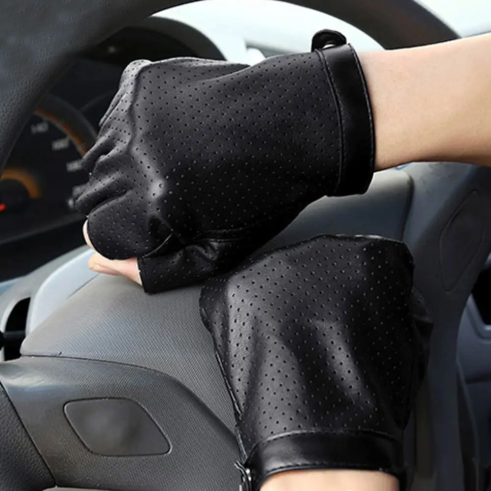 Новые спортивные перчатки с полупальцами мужские из искусственной кожи для