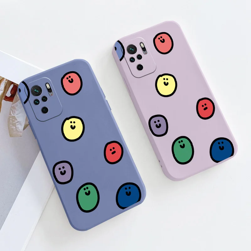 

Colorful Smiley Liquid Phone Case For Xiaomi Redmi Note 10 10S 9T 9 8 7 Pro Max Redmi 9 9A 9T K40 K30 K20 Pro Soft Back Cover