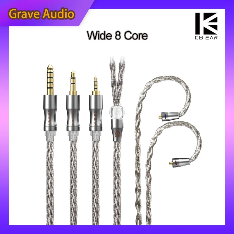 

KBEAR Wide 8 Core Graphene Single Crystal Copper Plated Upgrade Earphone Cable MMCX/2PIN Earbuds Connector Use TRI I3 I4 Headset