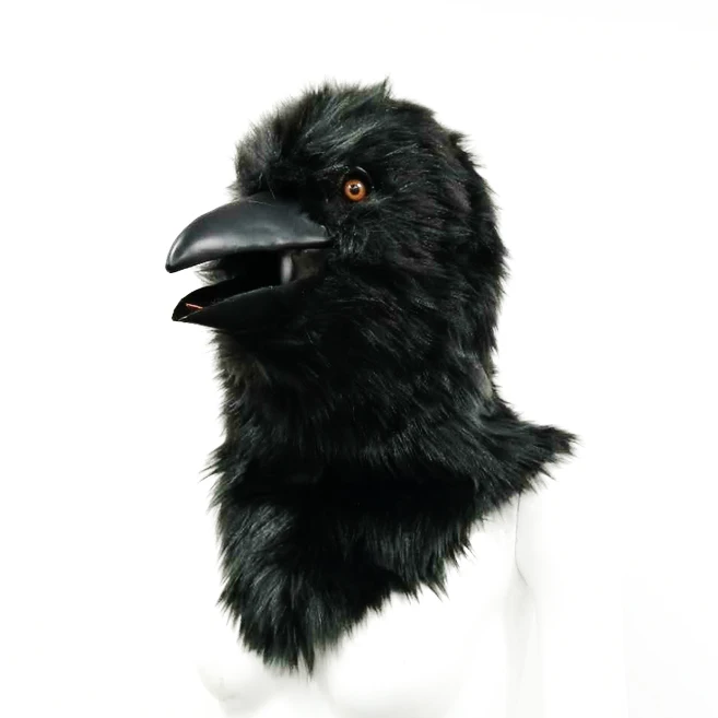 【HuiTai 】 Halloween Masquerade and Party Horrible Adult Full Face Crow Moving mouth Animal Mask Realistic Head | Дом и сад
