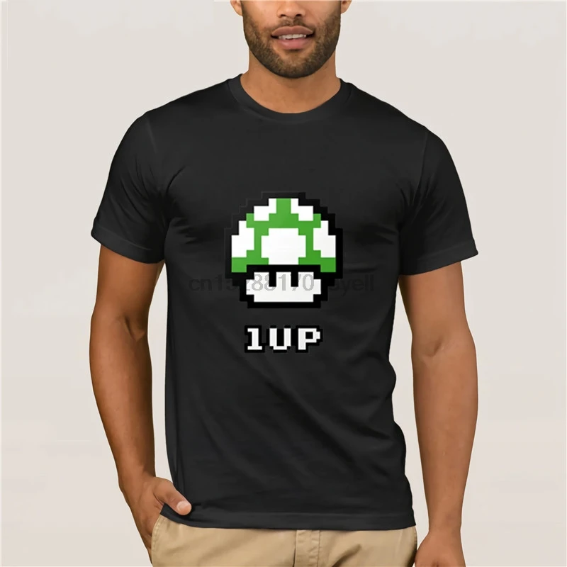 Зеленый гриб Super Mario Bros 8 bit видео игра ower 1 up плакат футболка много цветов размеры