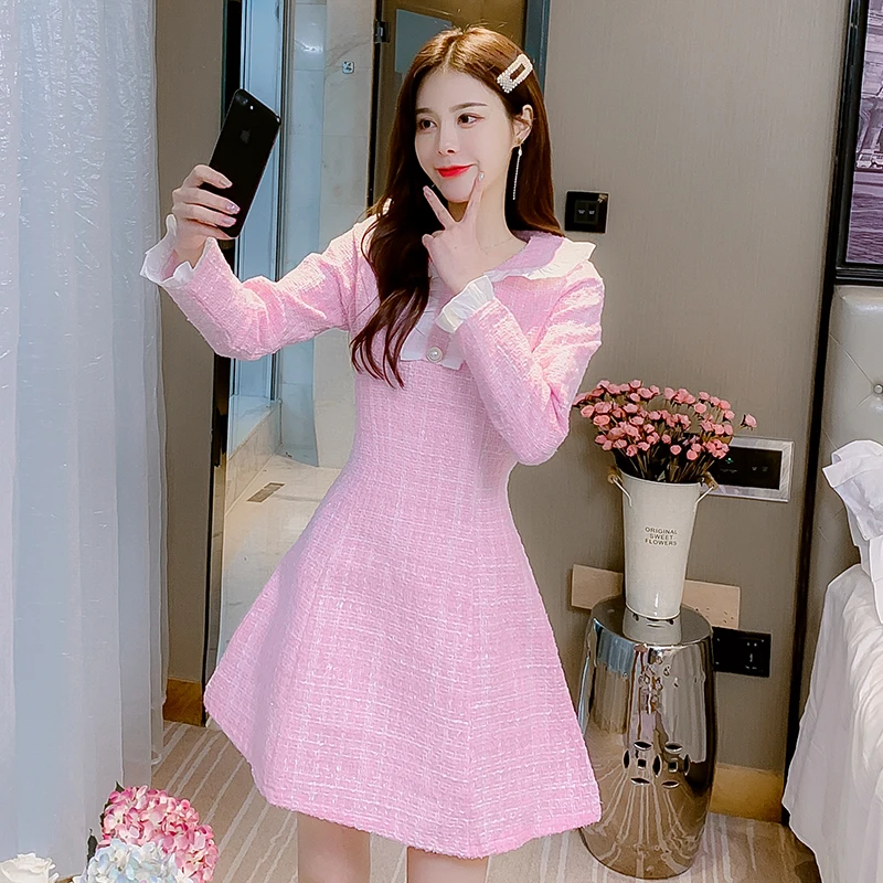 COIGARSAM шерстяное женское цельное платье корейские новые расстроенные платья с