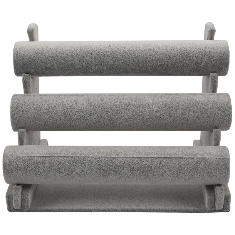 Тройной держатель для браслета, подставка для демонстрации ювелирных изделий, подставка для часов, держатель для браслета и ожерелья, серый...