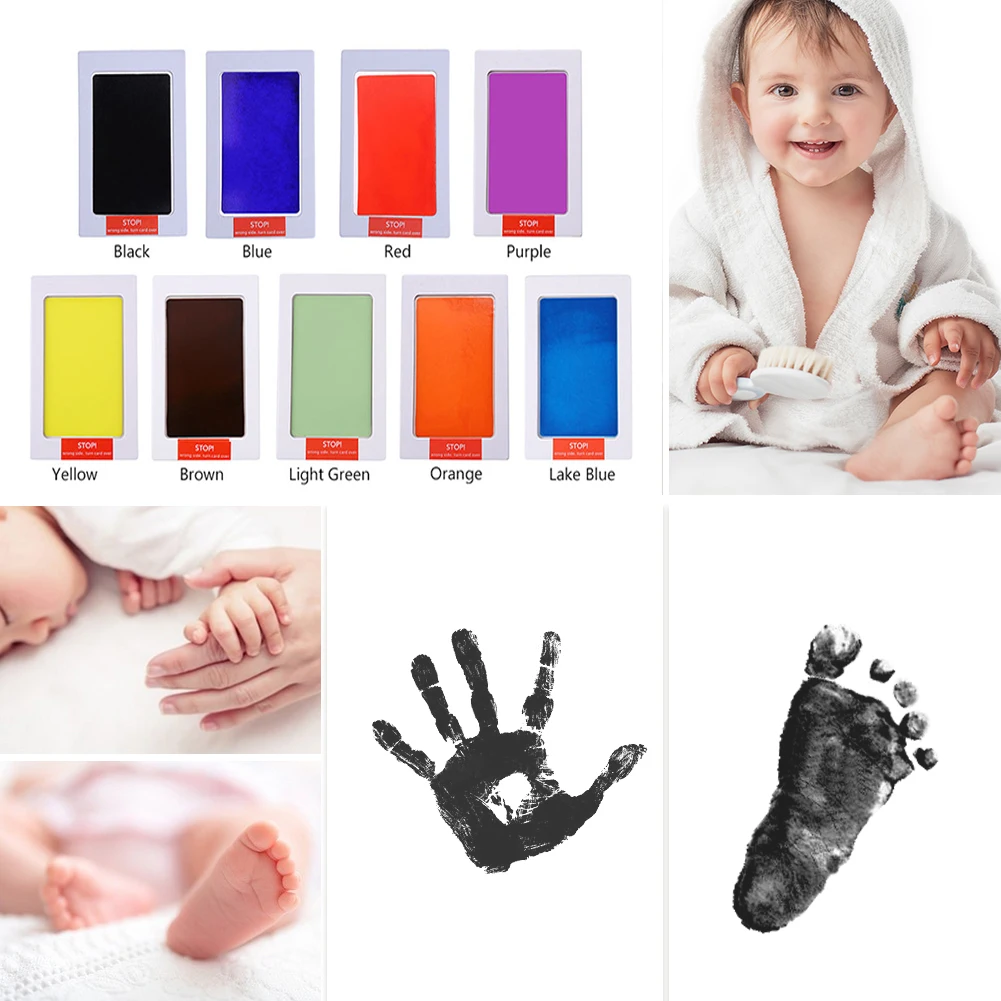

Baby Footprints Handprint Safe Non-Toxic Ink Pads Imprint Parent-Child Hand Clay Inkpad Casting Newborn Foot Print Souvenirs