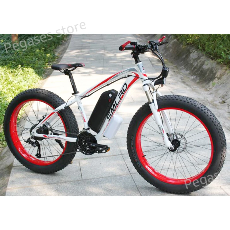 Kaufen Fett Reifen Elektrische Fahrrad Strand Schnee Fahrrad 26 Zoll Fett Reifen Ebike 1000W Big Power Elektrische Mountainbike 13AH Lithium-Batterie