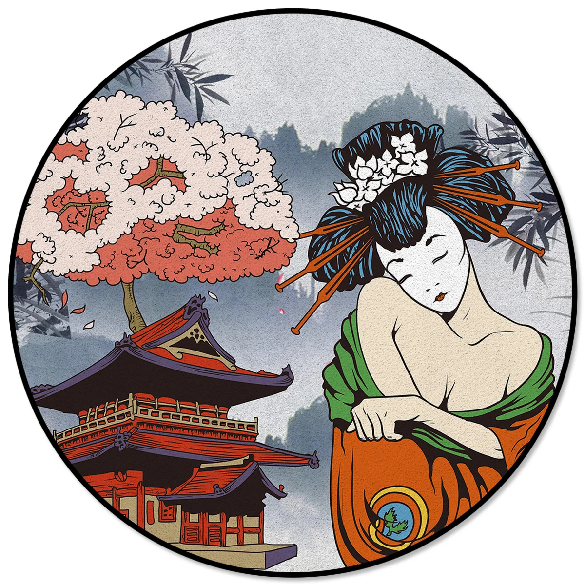 

Creative Rugs for Children Rooms Japanese Geisha Pattern Round Carpet Rug Carpets for Home Living Room Bedroom