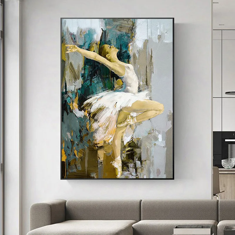 

Dancing Ballerina Canvas Painting Ballet Dancer Painted Abstract Girl Paintings Wall Art Pictures Cuadros for Home Living Room