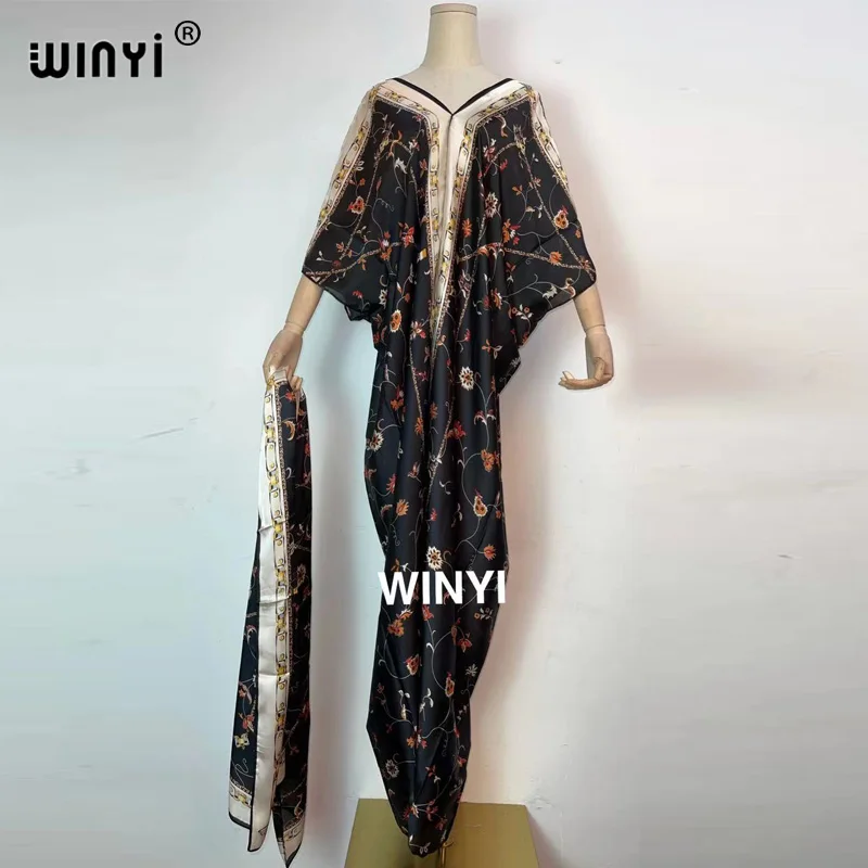 2021 Summer Women Letter Print Sexy V-Neck Thigh Slit Maxi Dress Long Sleeve Elegant Boho Beach Dress Casual Long Dresses