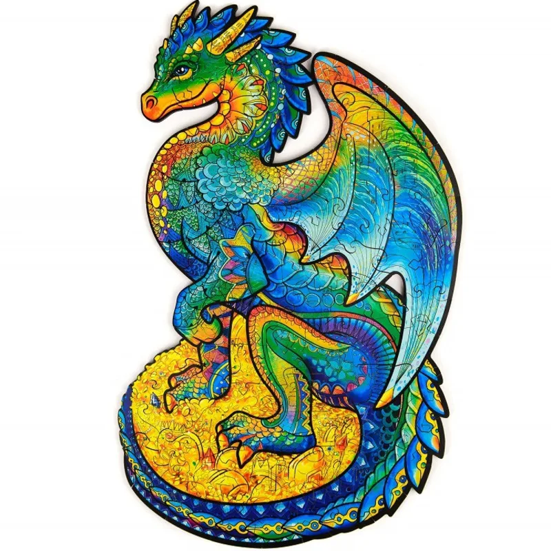 

Деревянные пазлы-единороги «сделай сам», подарок для взрослых и детей, 3D-пазлы В Форме Дракона, деревянные ремесла, украшения, игрушки ручно...