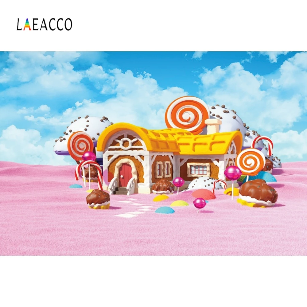 Laeacco голубое небо белые облака леденцы дом леденец торт Фотография на день