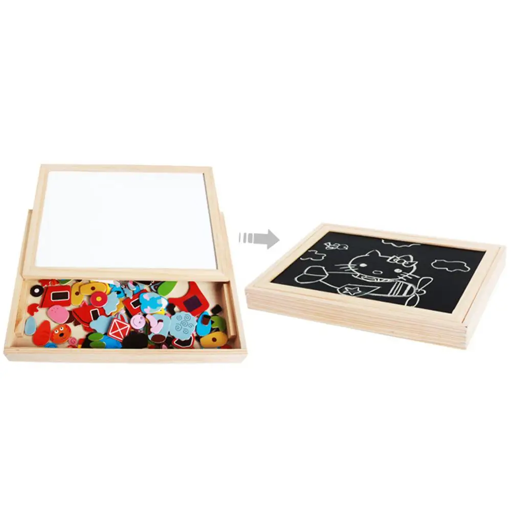 

Wooden Magnetic Puzzle Toys Children 3D Puzzle Drawing Board Learning Wood Toys