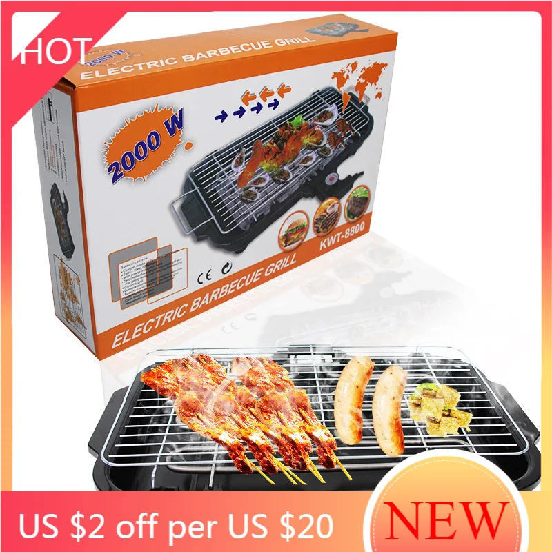 

Portable Electric Bbq Grill Plate Smokeless Large Metal Detachable Bbq Grill Instant Party Kitchen Plancha Home Tools AG50SK