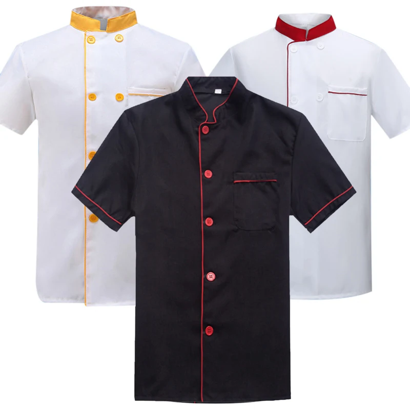 Униформа шеф-повара для мужчин и женщин пиджак с коротким рукавом рубашки кухни