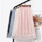 Длинные юбки для девочек-подростков, летняя детская сетчатая юбка принцессы с жемчугом, новинка 2022, детская одежда, Розовый школьный костюм для танцев для девочек 12 лет