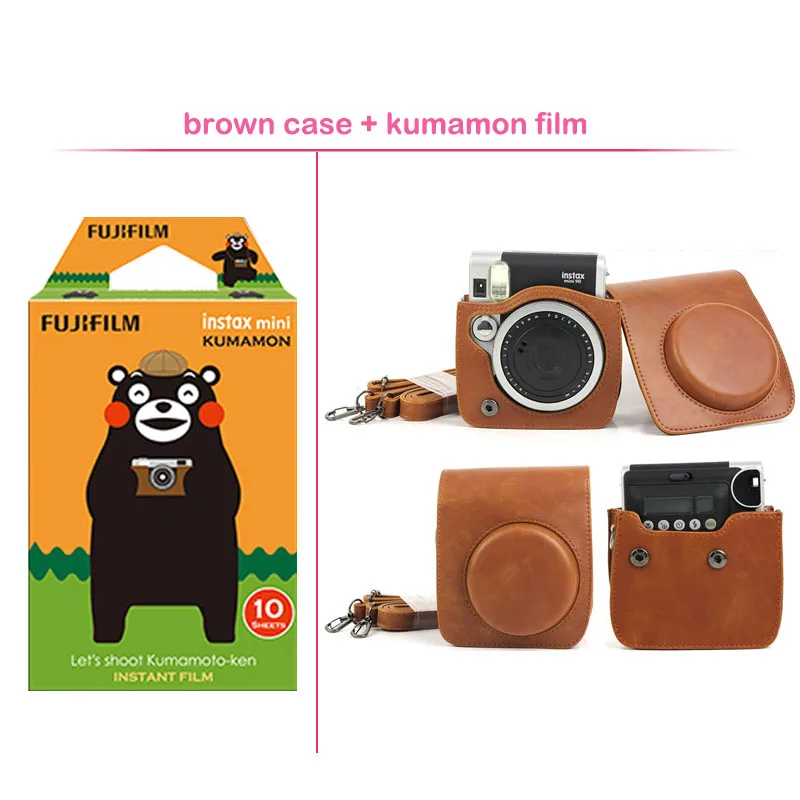 Geniune Fujifilm Instax Mini мгновенная цветная пленка с защитной из искусственной кожи чехол для камеры Сумка для Fuji Instax Mini 90 камера