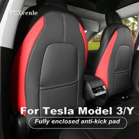 fully enclosed anti kick pad protective cushion for seat back storage bag for tesla model 3 y interior accessories