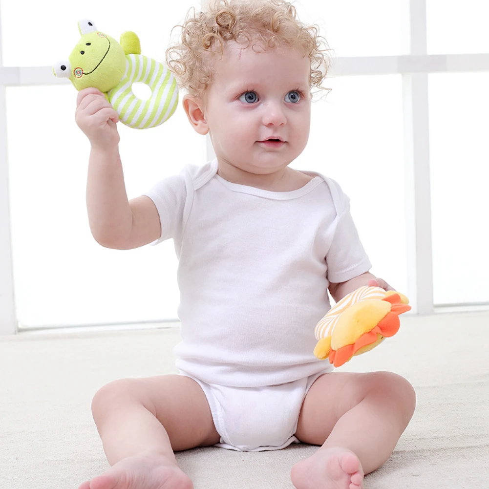 Cute Soft Infant Rattle Sound Hand Grip Shake Bell Stuffed Animal Baby Toy Gift