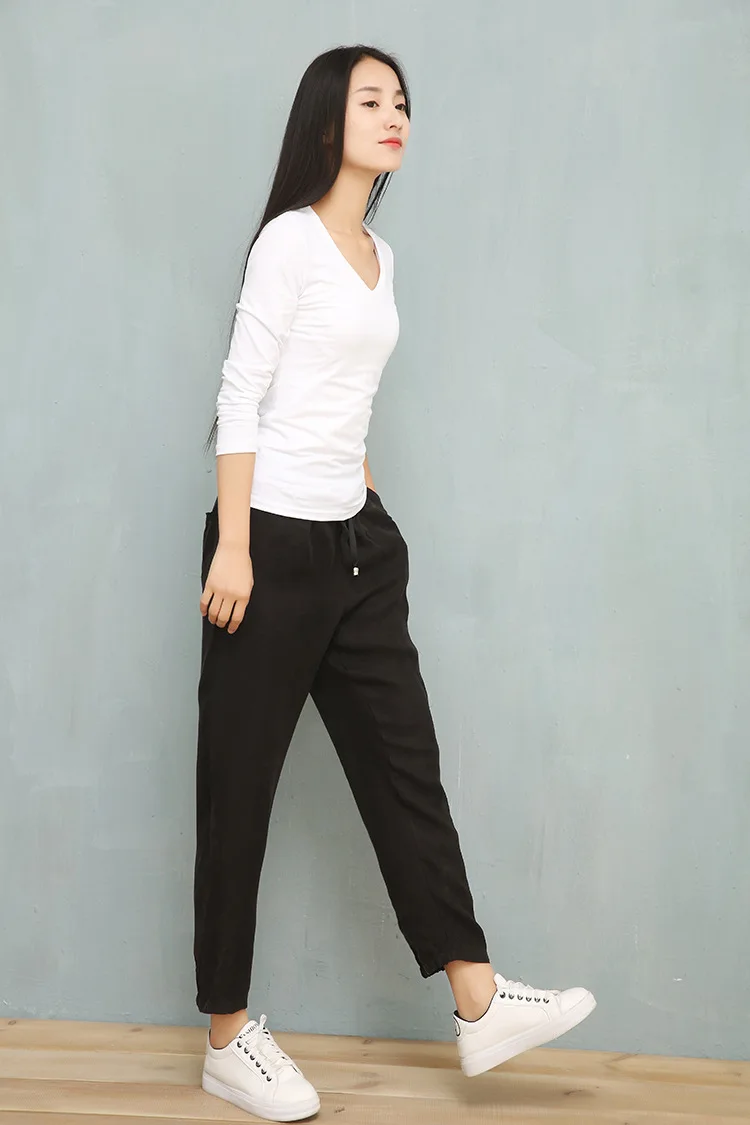 NINI WONDERLNAD летние штаны-шаровары женские тонкие купро и шелковые повседневные брюки женские однотонные брюки с эластичной резинкой на талии женские брюки