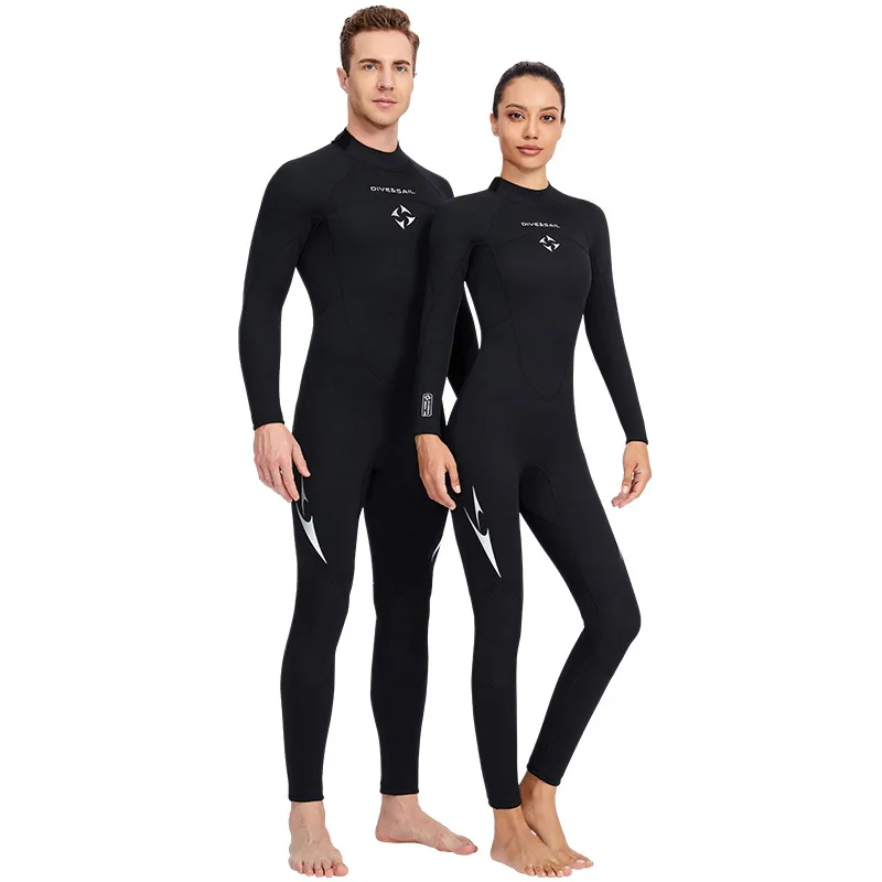 3mm Full Wetsuit Neoprene Wetsuit One-Piece Back Zipper Swimsuit Long Sleeve One-Piece Water Sports Men'S And Women'S Swimsuit