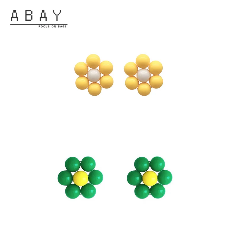 

S925 Silver Needle Macarone Flower Earring Women New Mini Fresh Summer Lovely Color Contrast Design Sense Earrings Fashion