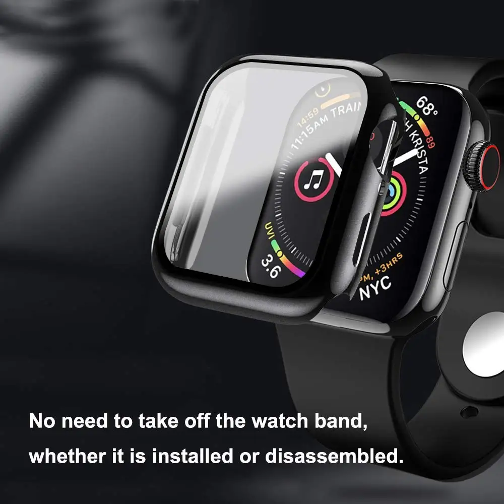 Tempered glass Case for Apple watch series 5 4 3 2 matte Plastic bumper hard frame cover iwatch 44mm 40mm 38mm 42mm Accessories | Наручные
