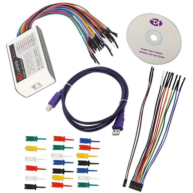 

LA1010 USB Logic Analyzer 100M Max Sample Rate,16Channels,10B Samples, MCU,ARM,FPGA Debug Tool English Software