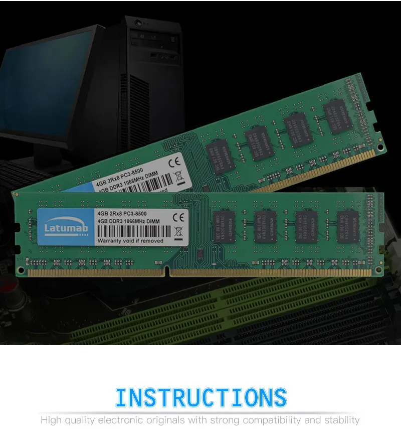 Latumab 4 ГБ 8 ГБ DDR3 1066 МГц PC3-8500 настольная Память DIMM Память ram 240 шпильки высококачественный модуль памяти 1,5 В новая оперативная память DDR3