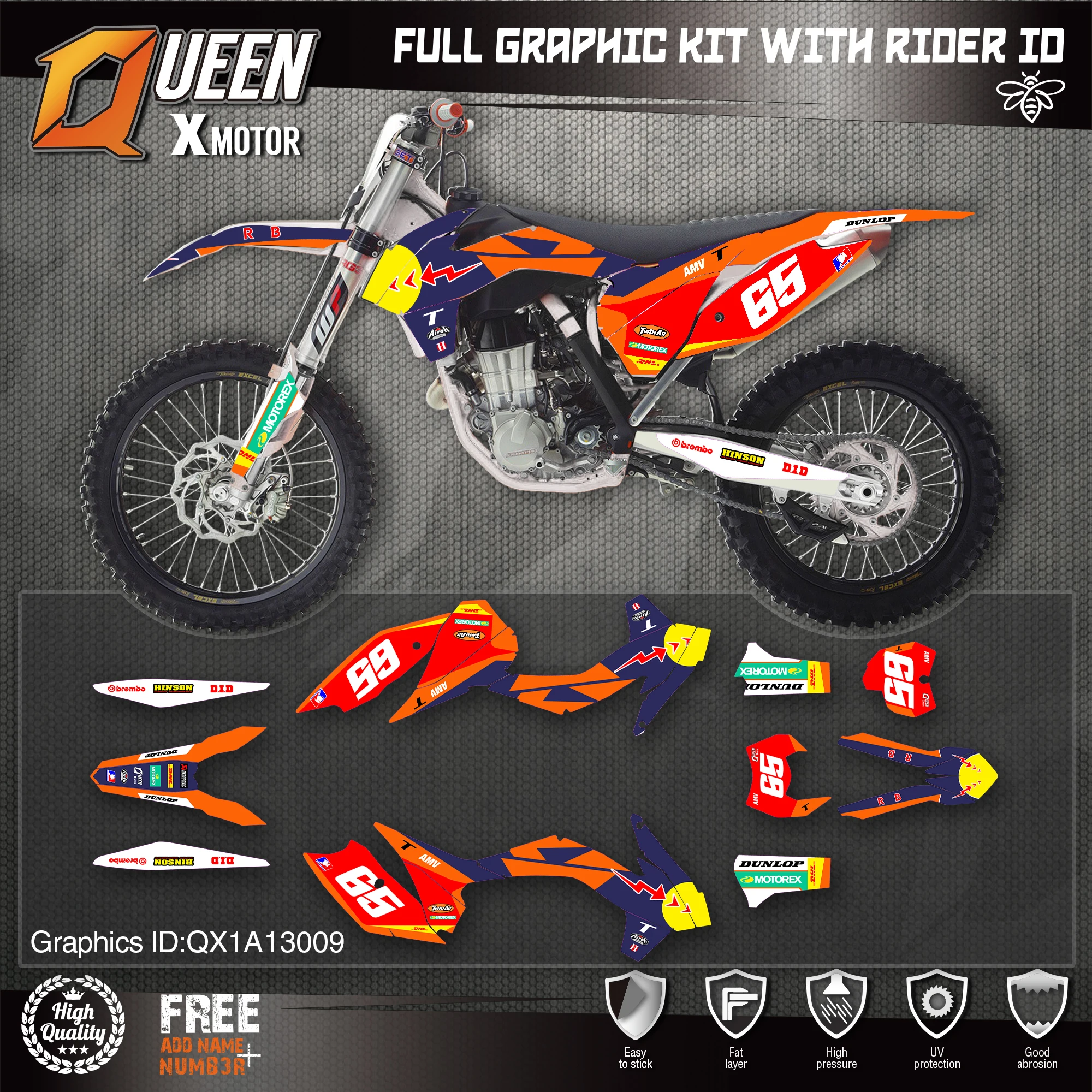 QUEEN X MOTOR Custom Team Graphics наклейки 3 м набор наклеек для KTM 2013 214 2015 SX SXF 2014 2016 EXC XC W F