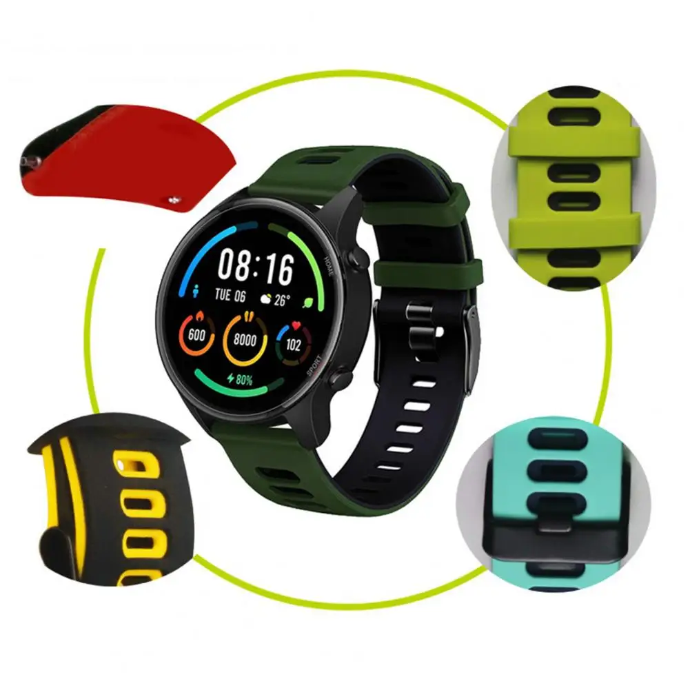 Ремешок силиконовый для часов удобный спортивный браслет Samsung Gear Huawei Watch GT 22 мм