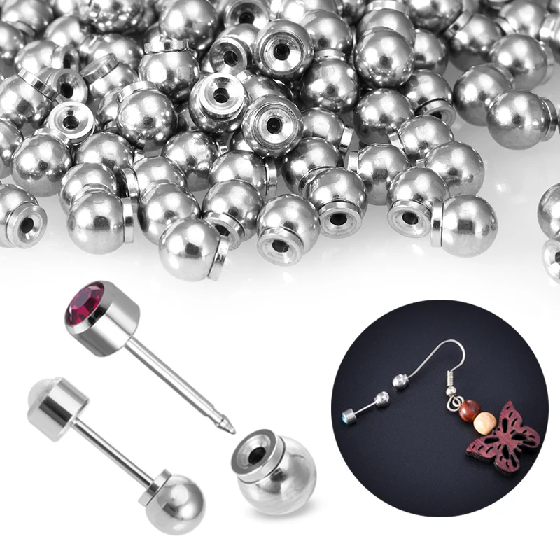

2pcs Stainless Steel Earring Backs Base Safety Hook Stud Earrings Stopper Backstops Ear Plugs for DIY Jewelry Making Accessories