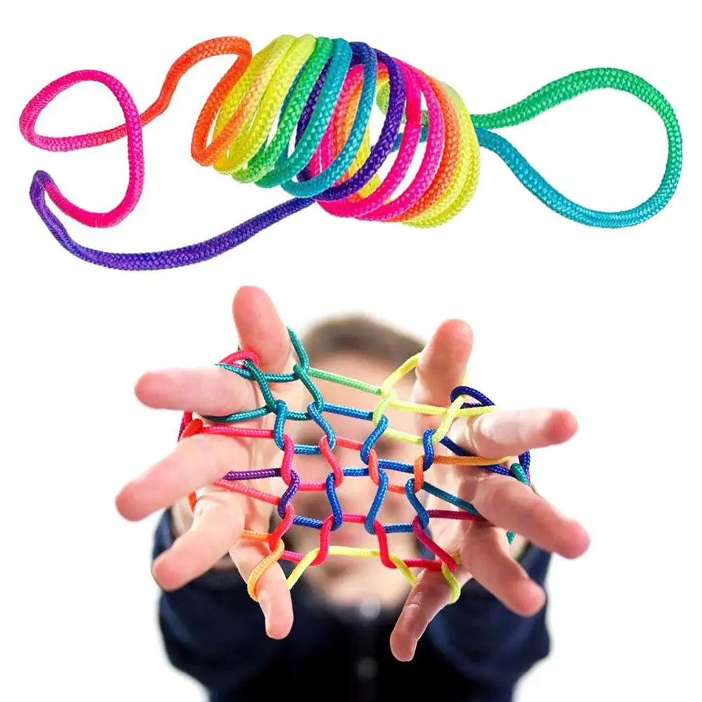 

2/5Pcs Rainbow Rope Kid's Toys Finger Rope Game Thread Toy Puzzle Creates Various Figures Board Game Team Interaction Game