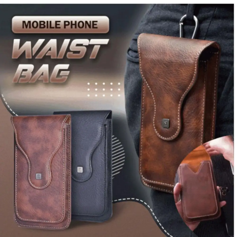 

Bag PU Case For IPhone Samsung Huawei Xiaomi Mens Waist Pack Belt Clip Bag Mobile Phone Pouch Holster