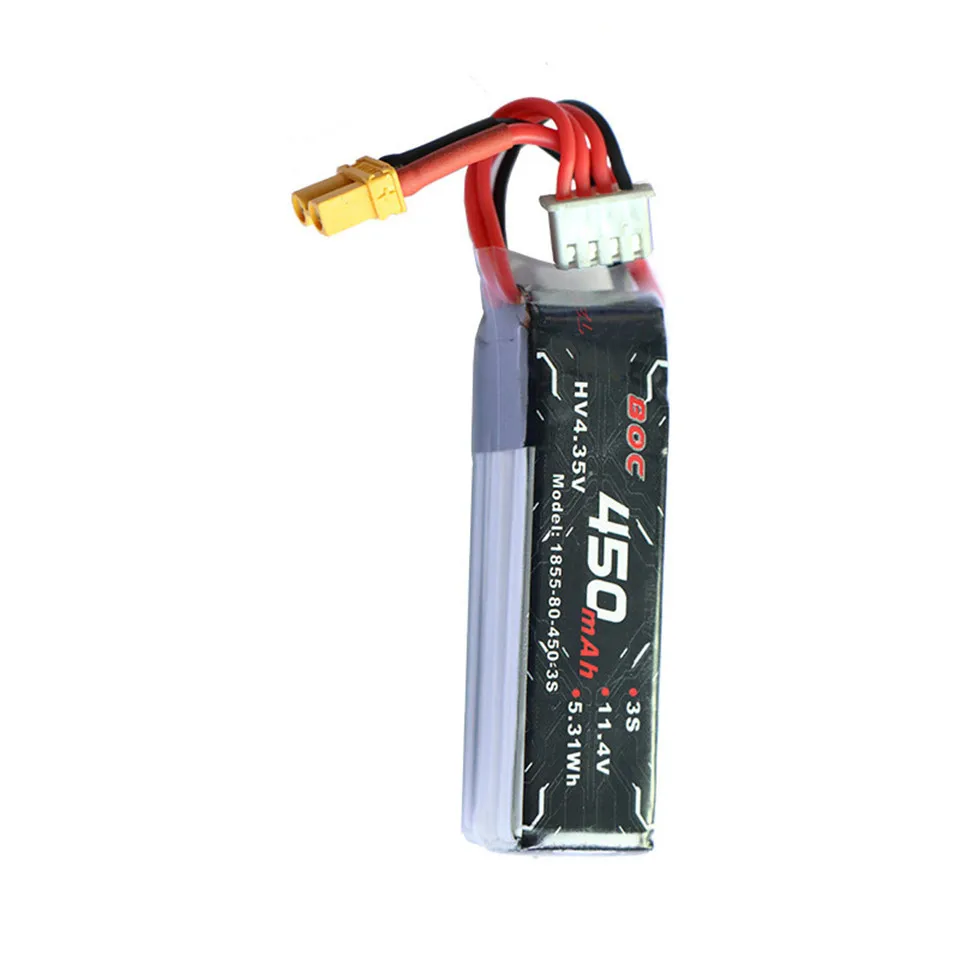 

HV4.35V 450mAh Lipo 3S 11.4V 80C XT30 Plug Connector HV Lithium Battery for RC FPV Racing Drone Tinywhoop Spare Parts