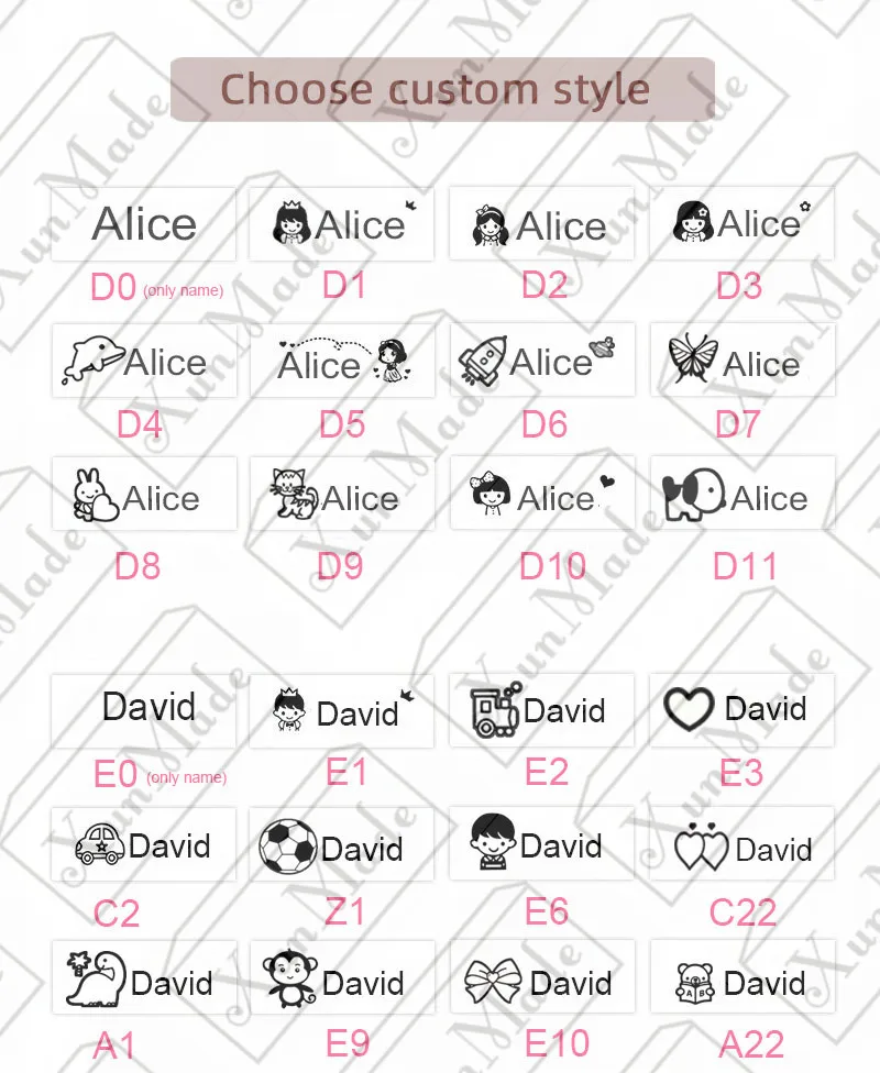 

Customized personal student Child baby name engraved waterproof non-fading kindergarten cute cartoon clothing name seal making