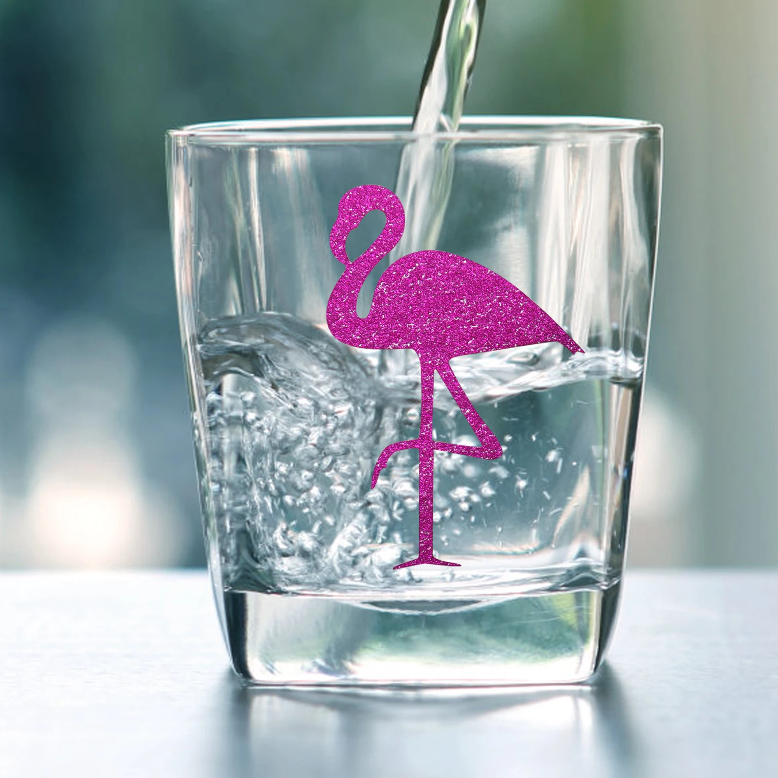 Розовые блестящие Стикеры с фламинго 12 шт. Гавайские вечерние для украшения