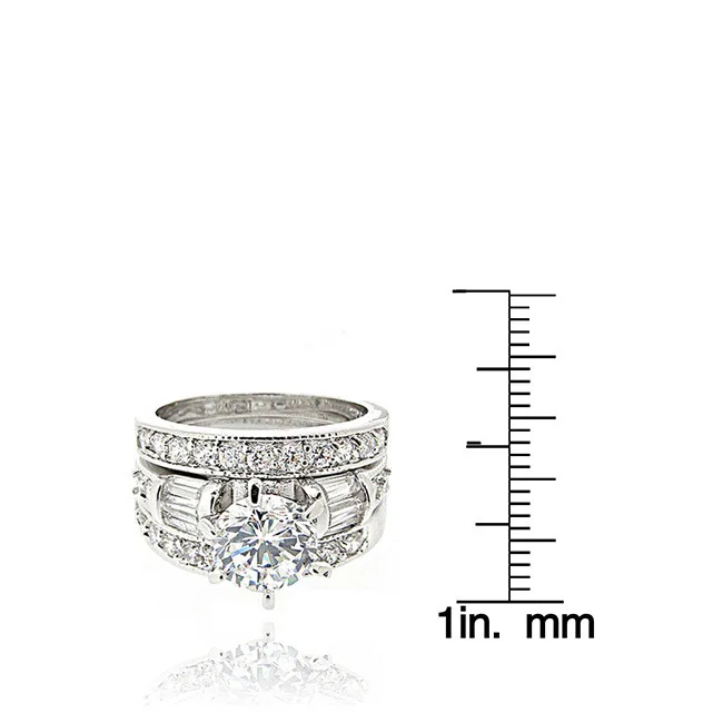 

Creative oblong zircon three sets of European and American silver engagement ring jewelry