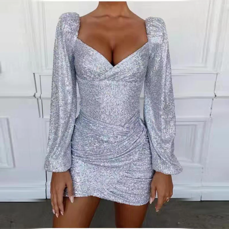 Женские летние платья 2019 модные комплекты из 2 предметов блестящее платье с v
