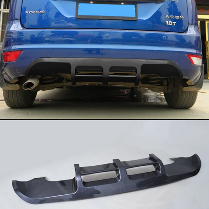 For Ford Focus 2009 2010 2011 2013 ABS Plastic Black Rear Spoiler Diffuser Bumper Guard Protector Skid Plate Cover