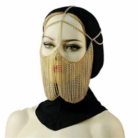 vintage ethnic chain for mask headband jewelry women gold color headdress face chain trendy dance performance accessories