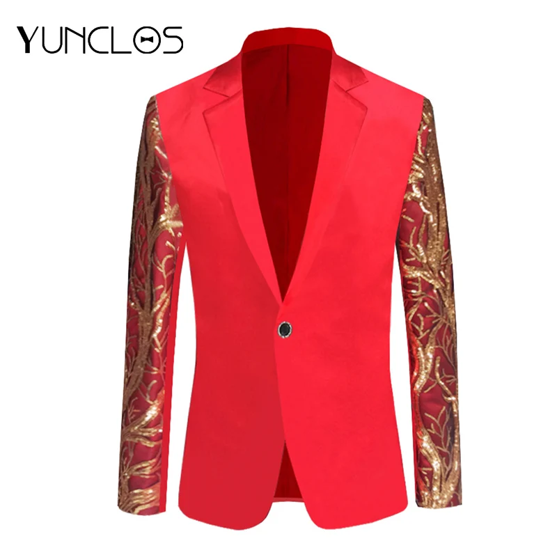 Мужской Уникальный двухцветный блейзер с блестками европейский размер