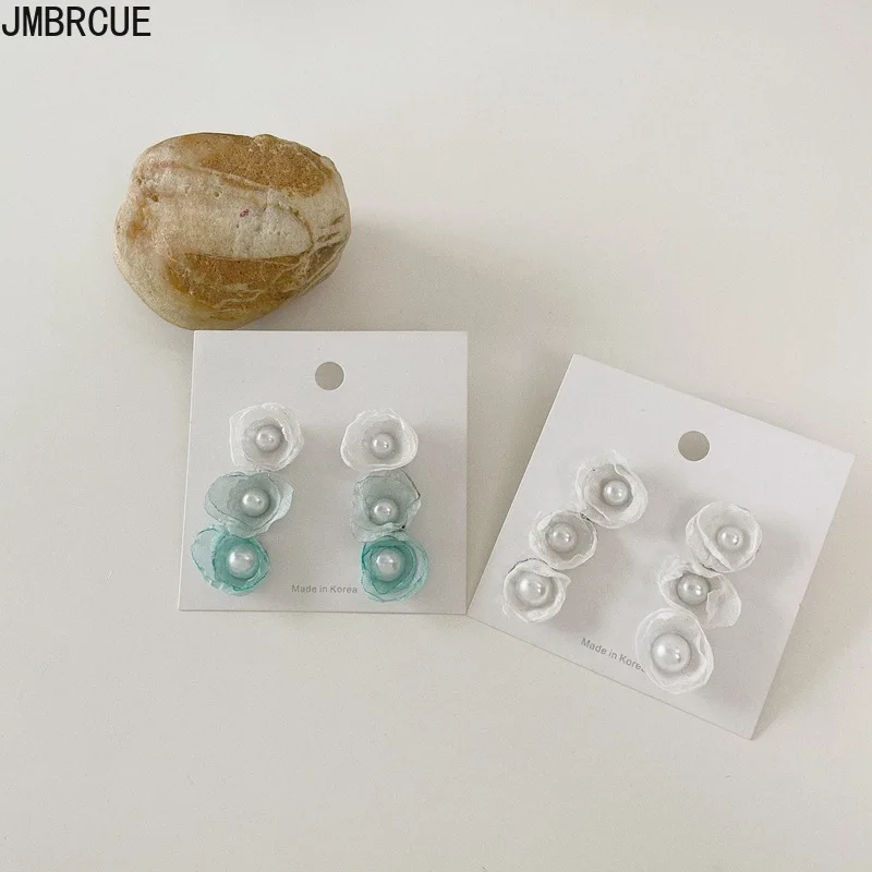 

Женские длинные серьги с искусственным жемчугом, летние серьги из пряжи с цветами, эффектные свадебные украшения, 2021