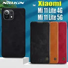 Nilkin для Xiaomi Mi 11 Lite 4G5G чехол Nillkin класса люкс из натуральной мягкой флип кожаный футляр со слотом для карт и противоударная задняя крышка на Mi11 Lite