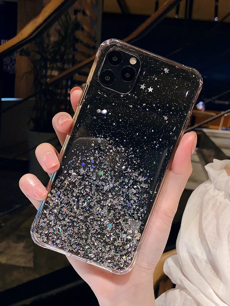 Блестящий чехол для iPhone 11 11Pro 11ProMax X Xr Xs Max 7 8 7Plus Plus Мягкая силиконовая задняя